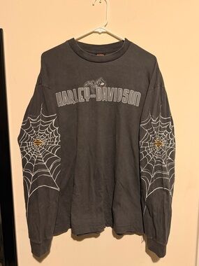 Harley-Davidson men’s Black Long-Sleeve Spiderweb Tee vintage